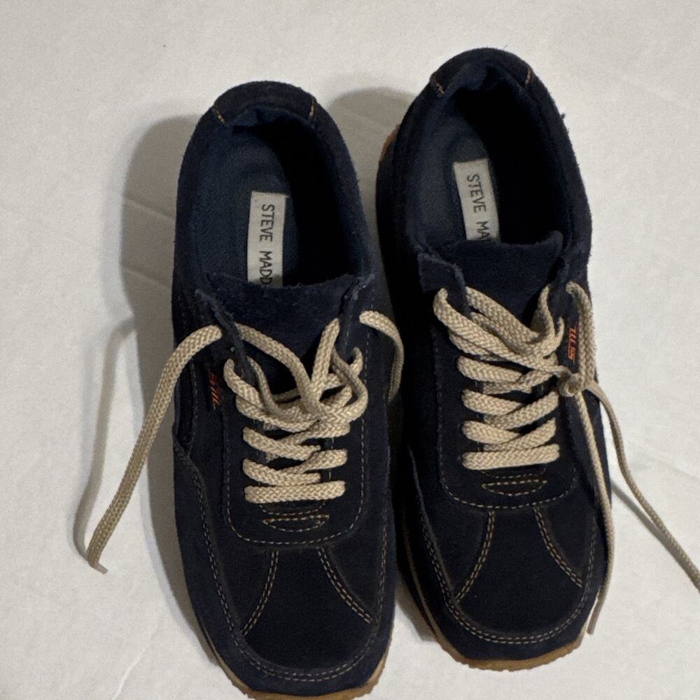 Steve Madden Women’s Size 8 Ralli Navy Suede Y2K Chunky Platform Sneakers - Picture 7 of 11